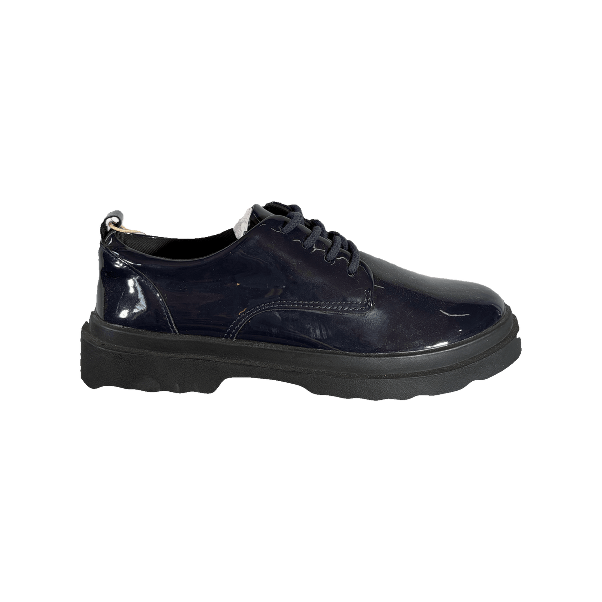 ZARA Woman Blue Patent Leather Platform Lace Up Oxford Derby Infantil 1