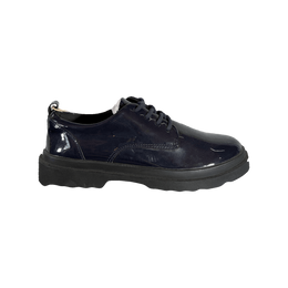 ZARA Woman Blue Patent Leather Platform Lace Up Oxford Derby Infantil 1