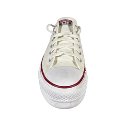 Converse Chuck Taylor All Star Branco Cano Baixo Plataforma Lona 2
