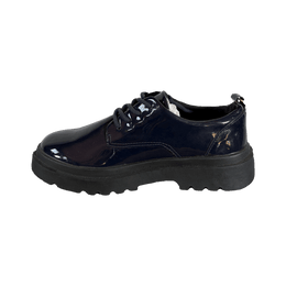ZARA Woman Blue Patent Leather Platform Lace Up Oxford Derby Infantil 3