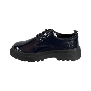 ZARA Woman Blue Patent Leather Platform Lace Up Oxford Derby Infantil 3